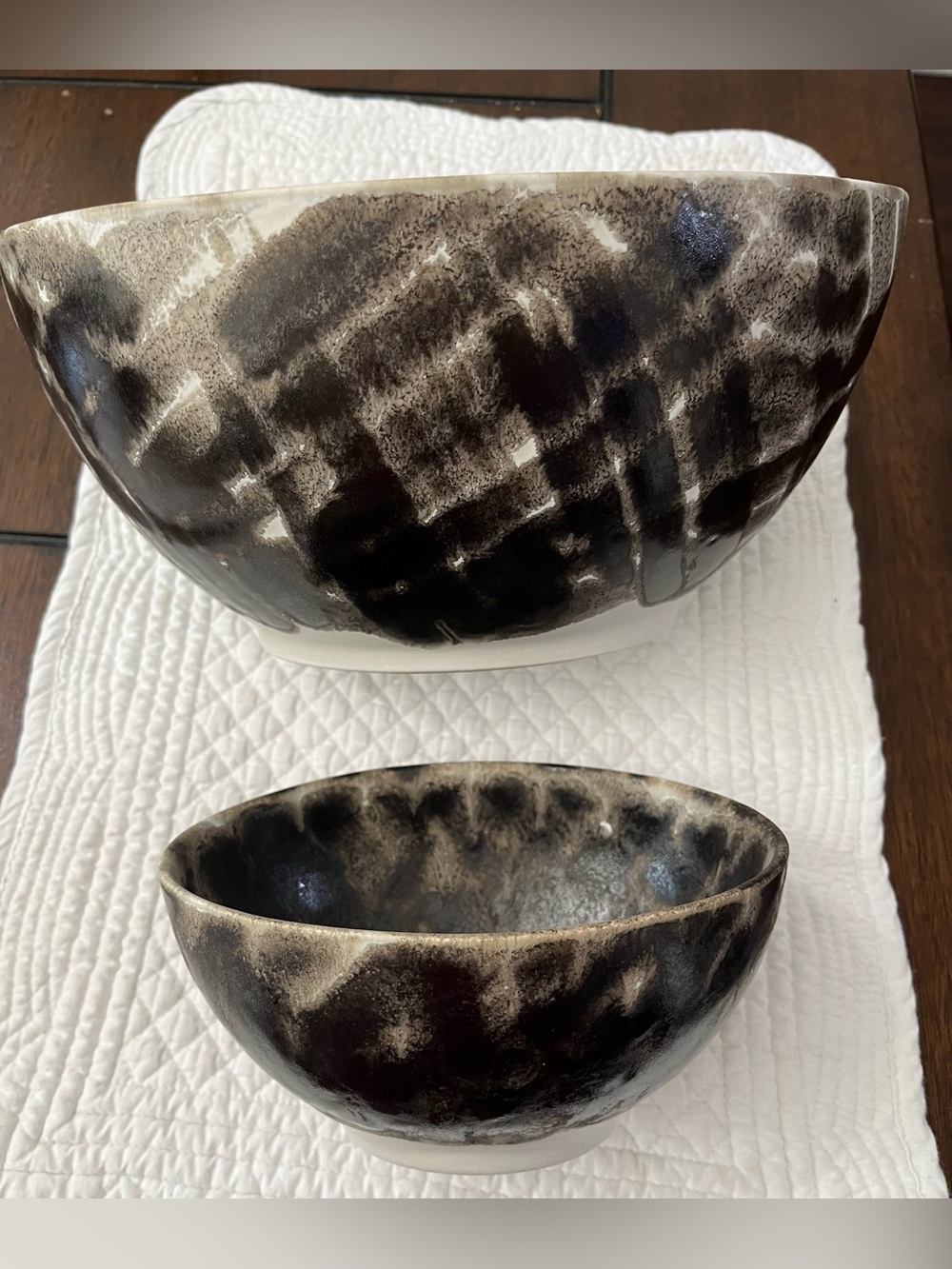 Anthropologie Small & Large Malta Portuguese Fine Stoneware Serve Bowls